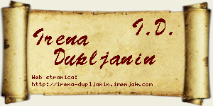 Irena Dupljanin vizit kartica